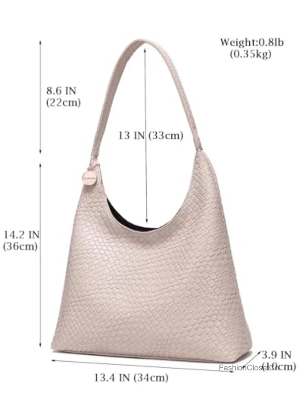 Vegan Woven Slouchy Hobo Tote Bag with Zipper Large Shoulder Handbag